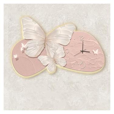Imagem de Pintura decorativa com relógio Grande relógio de parede silencioso, relógio de parede de borboleta, relógio de parede decorativo, pintura decorativa de borboleta para sala de estar, café, restaurante