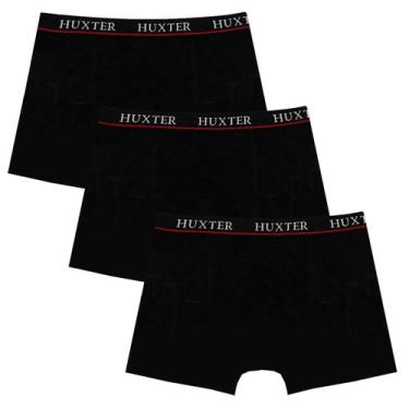 Imagem de Kit 03 Cuecas Masculinas Boxer Cotton Basic Huxter Preto, GG
