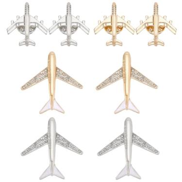 Imagem de PH PandaHall 10 broches de avião, 4 estilos, strass, cristal, avião, alfinetes, lapela para mulheres, homens, terno, camisola, chapéu, casaco, vestido, bolsa, acessórios, platina, ouro, Metal, Sem