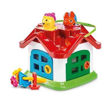Imagem de Brinquedo Casinha Didática Infantil com Chaves, Bichinhos e Formas Geométricas Para Bebês Educativo