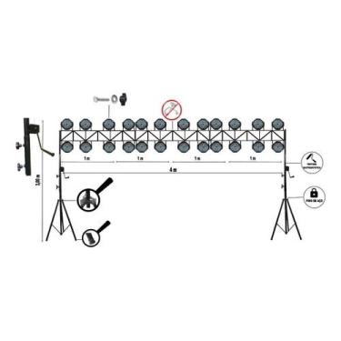 Imagem de Pedestal Tripé P/Iluminação Dj C/Treliças,4X3M,Catracado,Aço - Aj Som 