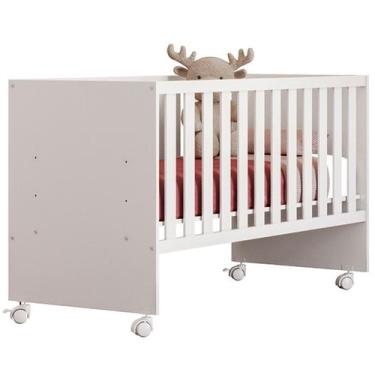 Imagem de Berço Infantil Reto com Rodizíos MDP Doce Mel - Qmovi, Branco