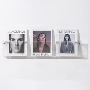 Imagem de ZDJZMGZ Porta-revistas de acrílico transparente, suporte de exibição de panfleto leve montado na parede, organizador de literatura de catálogo (80 cm)