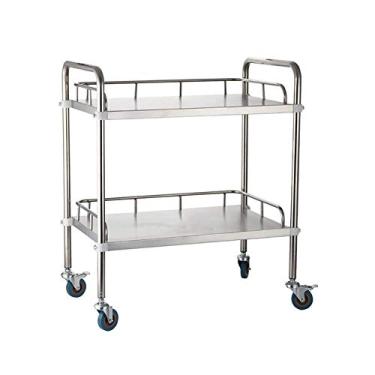 Imagem de AKALNNB Armazenamento de caminhões de mão móveis, carrinhos móveis de cozinha, carrinho de rolamento de aço inoxidável de 2 camadas, carrinho, roda de freio universal, capacidade de 50 kg (A M66 x 44