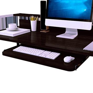 Imagem de Extensor de mesa ergonómico: Bandeja de teclado de madeira de 5 cores que desliza sob a mesa, carga de 23 kg, para jogos de oficina de escritório em casa gavetas de teclado ext