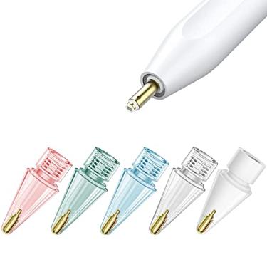Imagem de Boben Pacote com 5 pontas de lápis transparentes para Apple Pencil 2ª geração e 1ª geração ponta de metal ponta fina, resistente ao desgaste e caneta de controle preciso (branco + transparente + rosa + azul + verde)