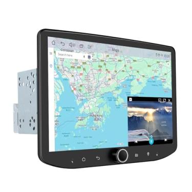 Imagem de Joying Rádio Android 13 Double Din com Carplay e Android Auto, rádio veicular de 10,1 polegadas, navegação GPS, 4 GB + 64 GB, unidade principal com Bluetooth, botão de volume, link espelhado, rádio AM
