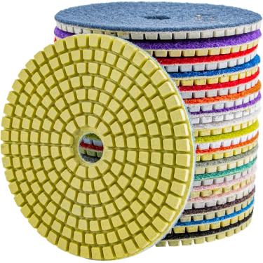 Imagem de 1pc 4" Ih Almofadas De Polimento De Diamante Molhado Pedra P30 - P10000 Disco De Polimento De Mármore De Granito Grosso Para Granito Fino, grit 600