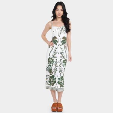 Imagem de Vestido Farm Midi Mari Feminino, Off white, GG