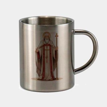 Imagem de Caneca de Inox Premium Prateada 400ml Santo Sao Bento Igreja Catolica 