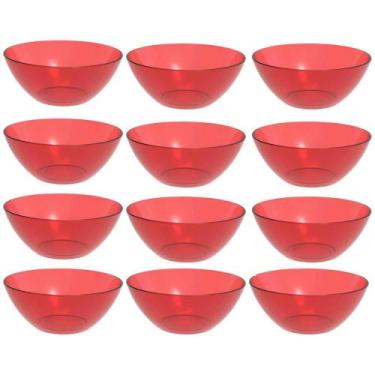 Imagem de 12 Tigelas Vermelha Travessa Redonda 2,3L Servir Salada Sobremesa Tran