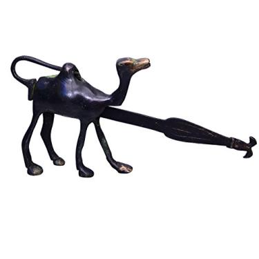 Imagem de Purpledip Cadeado e chave com acabamento antigo de latão em design exclusivo de camelo do período pré-histórico (10366)