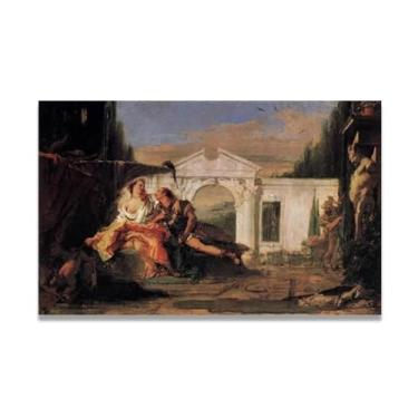 Imagem de Impressão em tela Rinaldo and Armida Giovanni Battista Tiepolo – Obra-prima rococó barroca, pintura escolar de Veneza, pintura a óleo decorativa para galeria doméstica 20 x 32 cm