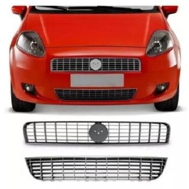 Imagem de Grade Parachoque Radiador E Inferior Punto 2007 A 2012 Prata - 67781