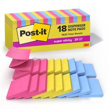 Imagem de Post-it Notas pop-up super adesivas, 18 blocos de notas adesivos, 7,6 cm x 7,6 cm, notas adesivas para superfícies verticais, monitores, paredes e janelas, coleção Summer Joy