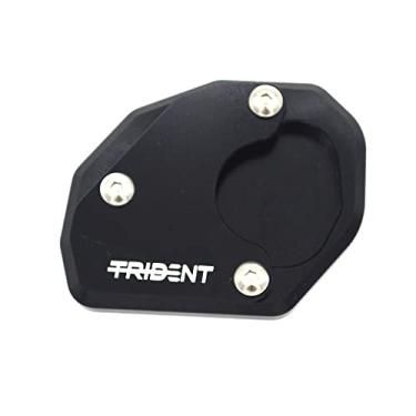 Imagem de Acc-Creativity Suporte de pé de motocicleta com ampliador lateral para placa de extensão compatível com Triumph TRIDENT 660 2021 (preto)