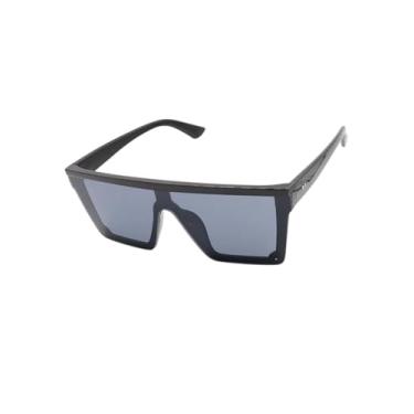 Imagem de Óculos de Sol Quadrado Premium Escuro Modelo Santorini Grande Mascara Lente Inteira Acetato Original Retro Clássico UV400 Unissex Masculino Feminino - Cacife Brand (Preto)