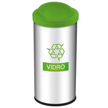 Imagem de Lixeira Seletiva Brinox 3100/203 Vidro 40,5 L Inox Com Verde