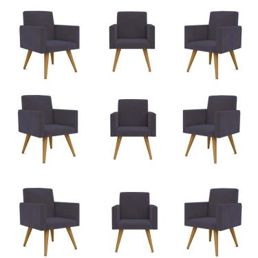 Imagem de Kit 09 Poltronas Nina Decorativa Para Recepção Balaqui Decor Cor:cinza