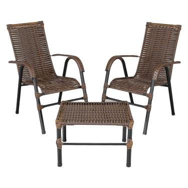 Imagem de Conjunto De Mesa De Centro E 2 Cadeiras Bela Para área Externa Argila