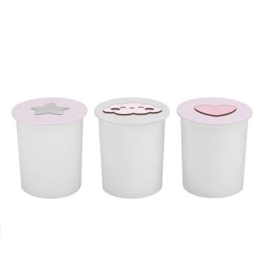 Imagem de Trio de Potes Kit Higiene Bebê Quarto Lavável Nuvem - Neném na Nuvem, 