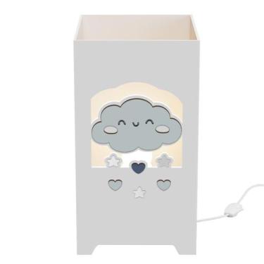 Imagem de Abajur Luminária MDF Quarto Bebê Kit Higiene Nuvem - Neném na Nuvem