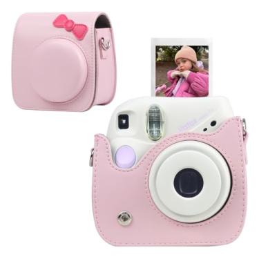 Imagem de CAIYOULE Estojo Para Câmera Fujifilm Instax Mini Se/7+/7S/7C, Bolsa Protetora De Filme Instantâneo Com Alças Ajustáveis, Sem Câmera, Gravata Borboleta Rosa