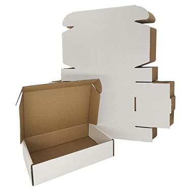 Imagem de Rnisda Pacote Com 50 Caixas Pequenas De Remessa 9 X 6 2 Pol., Papelão Ondulado Branco Para Correspondência Literatura, Suprimentos Embalagem Comercial (W962-50)