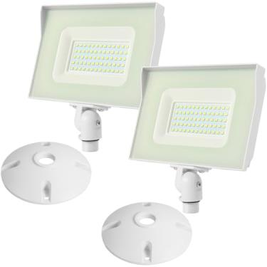 Imagem de Tesoorda Holofotes Led Brancos Para Áreas Externas, 40 W, 4400 Lm, À Prova D'Água, Ip65, Ajustável, Com Suporte Articulado, Equivalente A 500 W De Halogênio, 5000 K, Luz Do Dia, Anoitecer Ao Amanhec