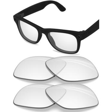 Imagem de BLAZERBUCK Lentes de reposição polarizadas anti-sal para RayBan Meta Wayfarer RW4006 50 mm - transparente e transparente, 0