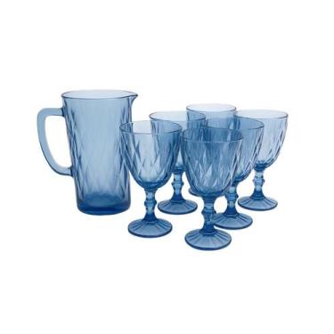 Imagem de Jogo de Jarra e 6 Taças Diamond Pitcher - Gamma, Azul