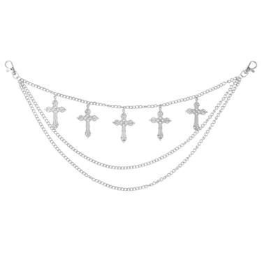 Imagem de Corrente de calça punk – Corrente com pingente de cruz em camadas múltiplas para homens e mulheres, acessórios góticos de bolso hip hop, Medium, Liga metálica, Sem Pedra Preciosa