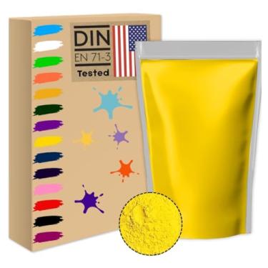 Imagem de Amarelo 1 kg Holi Gulal Pó solúvel em água natural festival sessão de fotos Rangoli Cores arco-íris pó cor sagrada saco fotos conjunto colorido animais chá de bebê casamento