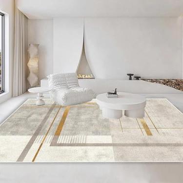 Imagem de Tapete geométrico moderno para sala de estar, decoração de área grande, tapete de pelúcia para cabeceira de quarto (3,2 x 6,5 pés (100 x 200 cm) / JH032-Flannel-8)