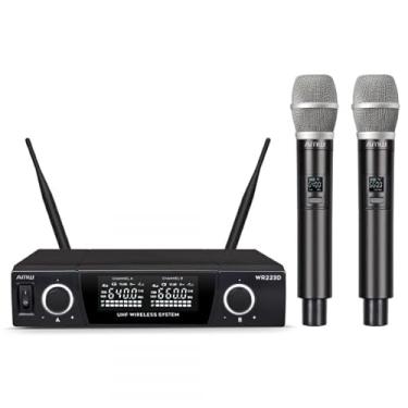 Imagem de AMW AU120 v2 Microfone sem Fio Duplo Digital UHF, 100 Frequências Selecionáveis, com Display LED, Estojo Incluso