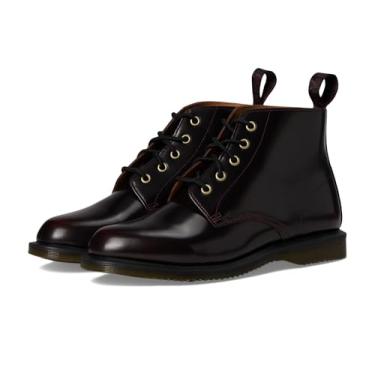Imagem de Dr. Martens Botas femininas de couro Emmeline com cadarço, Vermelho cereja, 40