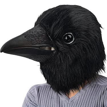 Imagem de PartyHop Black Crow Mask Raven Head Latex Realistic Animal Full Head Mask for Halloween Costume Party Carnival Cosplay
