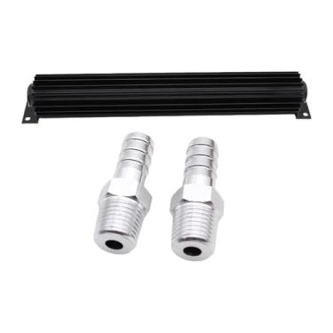 Imagem de predolo Refrigerador de dois canais de transmissão de alumínio de 18" com encaixe, refrigerador de óleo de tanque universal, dissipador de calor para, Preto