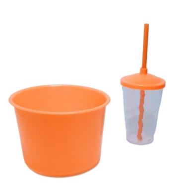 Imagem de Kit 30 Cinema Cristal Balde Pipoca 1,5L + Copo Twister 400ML - festas - aniversário - Lembrancinhas (LARANJA/CRISTAL)