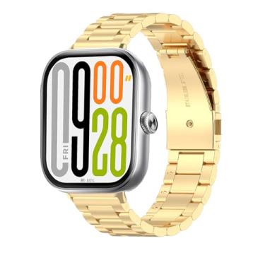 Imagem de NOUKAJU Pulseira para Xiaomi Redmi Watch 5, pulseira de metal de aço inoxidável, pulseira de substituição, pulseira de substituição para relógio inteligente Redmi Watch 5 (ouro)
