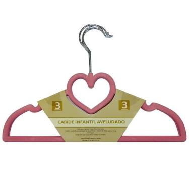 Imagem de Kit 3 peças cabide infantil aveludado pink - cleanhome, Única