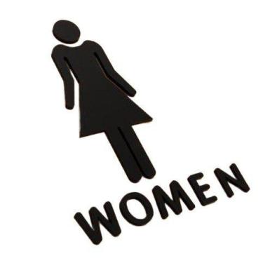 Imagem de Placa de sinalização de banheiro feminino, masculino e unissex em alto