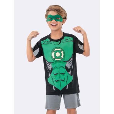 Imagem de Pijama Manga Curta Infantil Masculino Lanterna Verde Brilha no Escuro 
