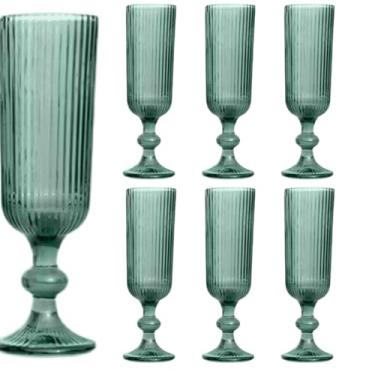 Imagem de Jogo de 6 Taças para Champanhe - Cameratta - Vidro - 160ml - Verde - Full Fit