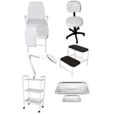 Imagem de Kit Podologia Cadeira Mocho Exaustor Carrinho Escada e Brindes - Fisco