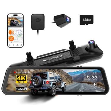 Imagem de Mirror Dash Cam WOLFBOX G900 PRO 4K frontal 2.5K traseira 12"