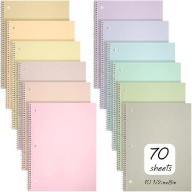 Imagem de Teling Caderno espiral de 1 matéria para trabalho, faculdade, pautado, 20 x 26 cm, caderno de diário espiral com 3 furos divisórios, linha fácil de rasgar, 70 folhas, escritório, escola, material de