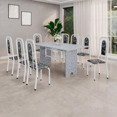 Imagem de Conjunto para Sala de Jantar com 8 Cadeiras Lara Preto / Branco / Cinza
