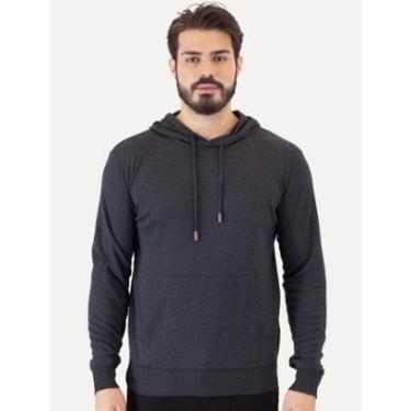 Imagem de Blusa Ellus Tricot Masculina Cotton Poly Hood Marinho Mescla-Masculino