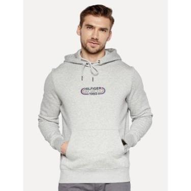 Imagem de Moletom Tommy Hilfiger Masculino Track Graphic Hoodie Cinza Mescla-Masculino